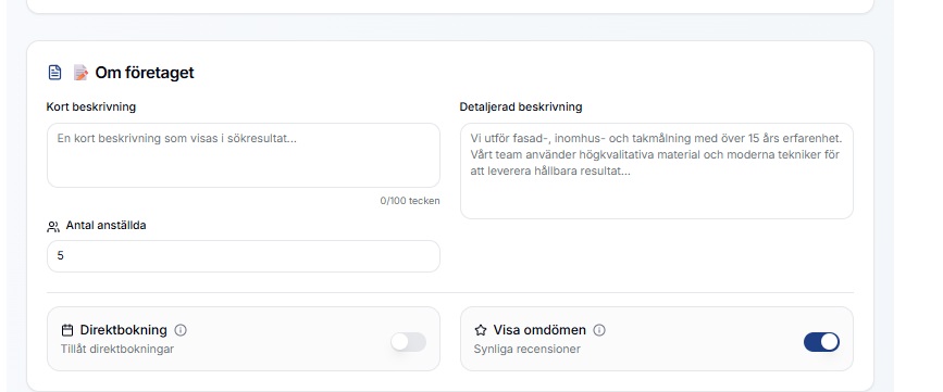 Företagsprofil - Berätta vem ni är & era styrkor.